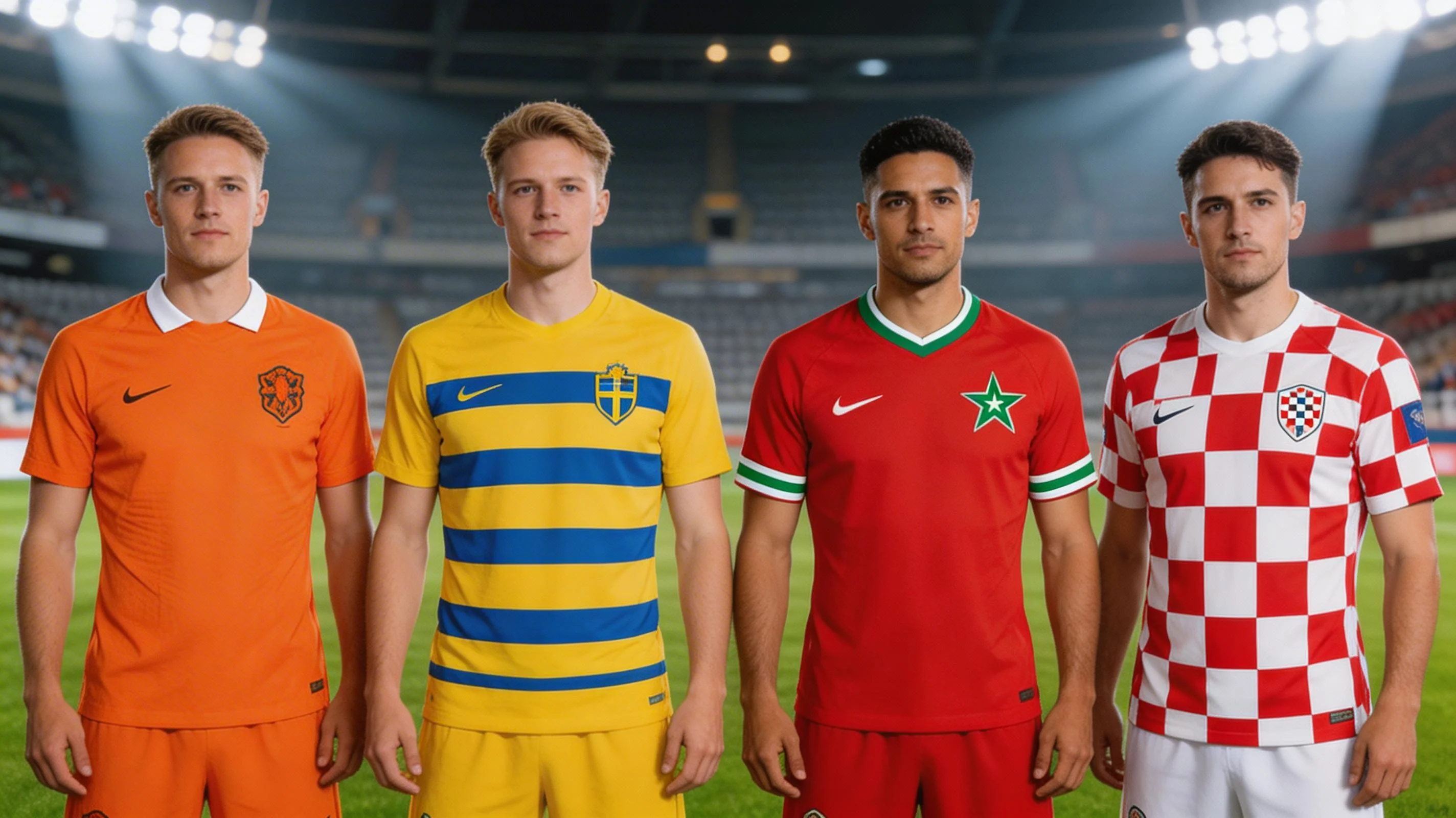 Fotbollsspelare från fyra olika nationer i VM 2026 Grupp F