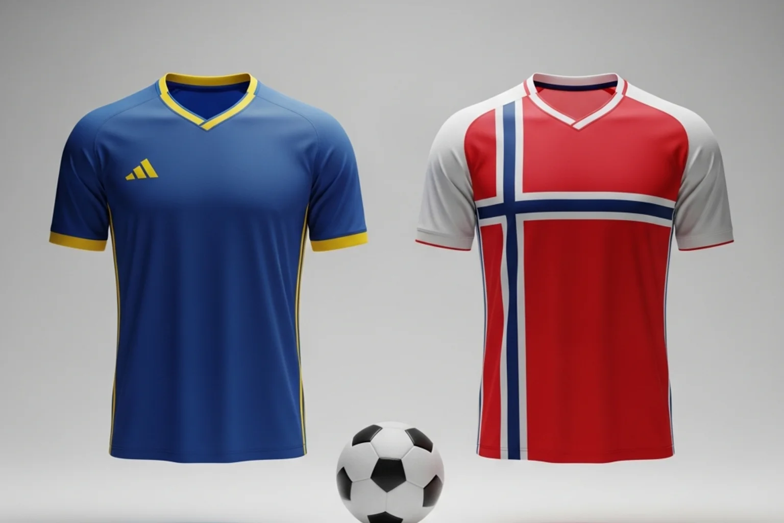 Sveriges och Norges flaggor med VM 2026 logotyp